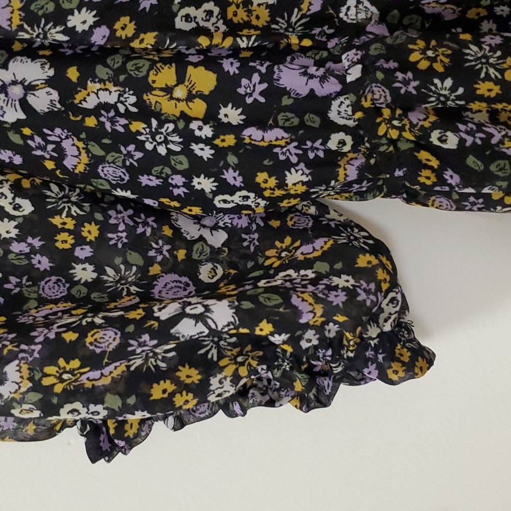 NWT Aqua Puffsleeve Boho Floral & Paisley Peasant Mid Length Multi Color Sz L - Picture 16 of 17